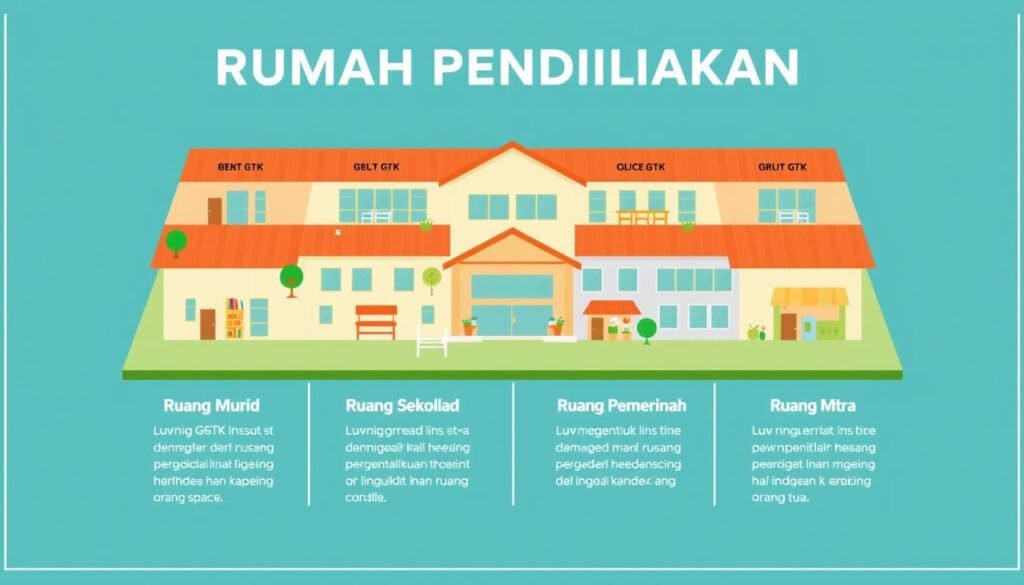 Delapan ruang utama dalam Rumah Pendidikan yang melayani berbagai kebutuhan ekosistem pendidikan
