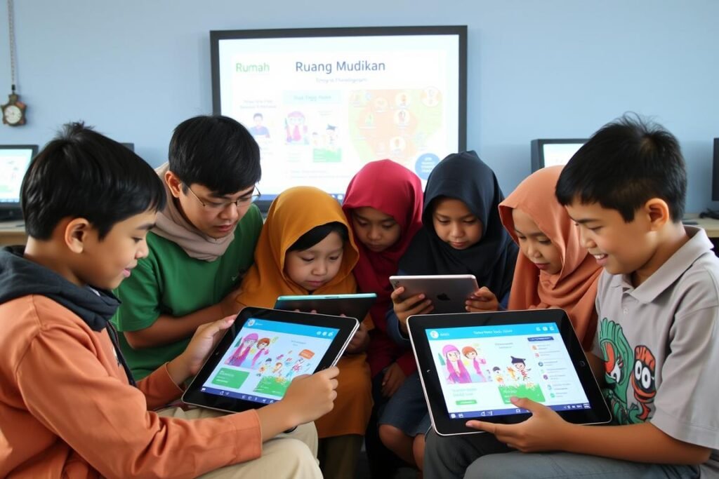 Siswa mengakses materi pembelajaran interaktif melalui Ruang Murid di Rumah Pendidikan