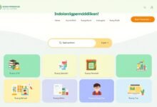 Tampilan utama platform Rumah Pendidikan menampilkan delapan ruang utama dengan antarmuka yang ramah pengguna